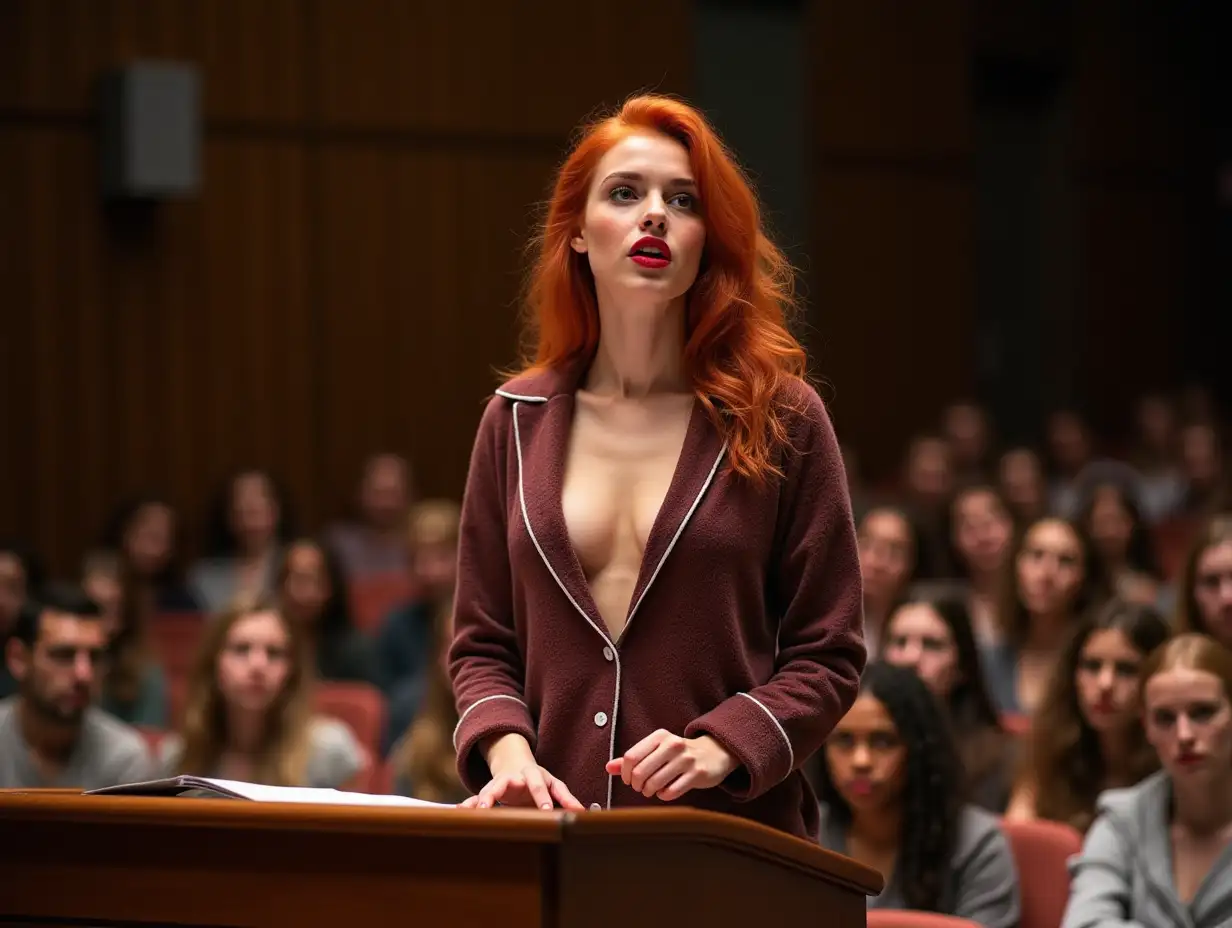 18YearOld-University-Student-Speaking-at-Podium-in-Pajamas-with-Fiery-Gaze