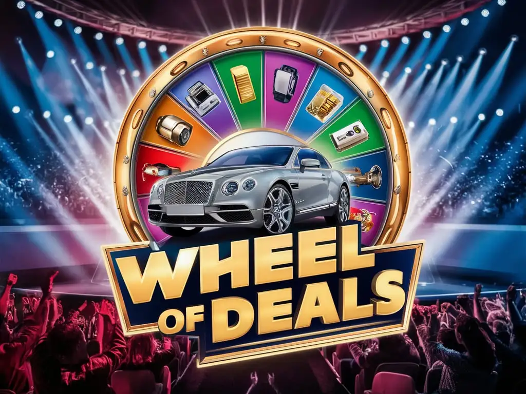 Colorful Event Logo Featuring a Spinning Wheel of Deals