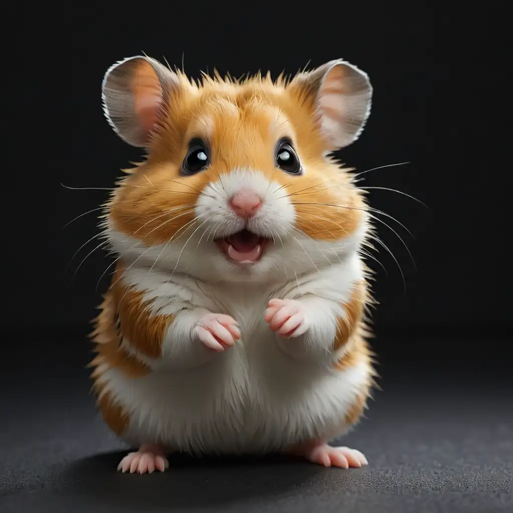 Funny Hamster Playing with Toy on Black Background Wallpaper