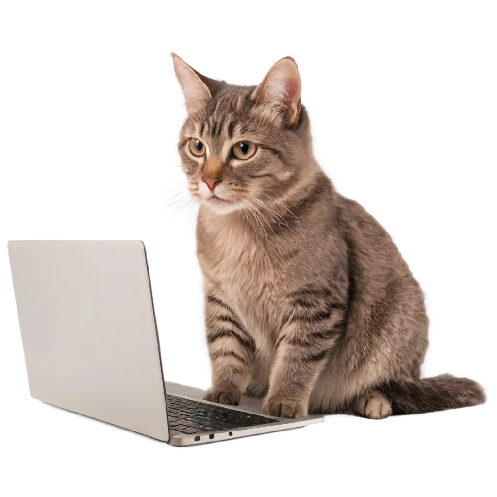 Charming-Cat-Using-Laptop-PNG-for-Creative-Projects