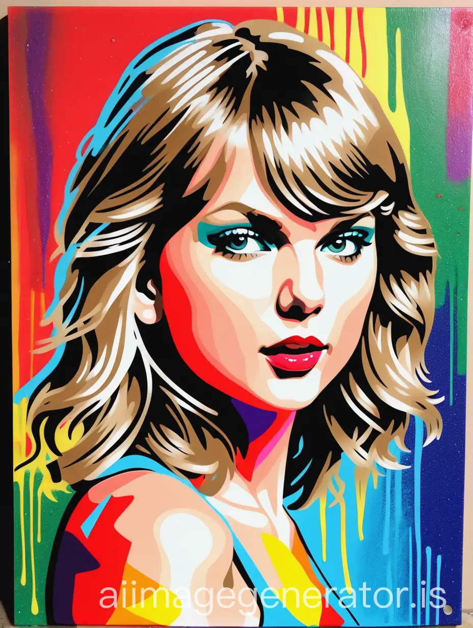 Colorful-Taylor-Swift-Portrait-with-Stencils-in-Acrylic-Paint