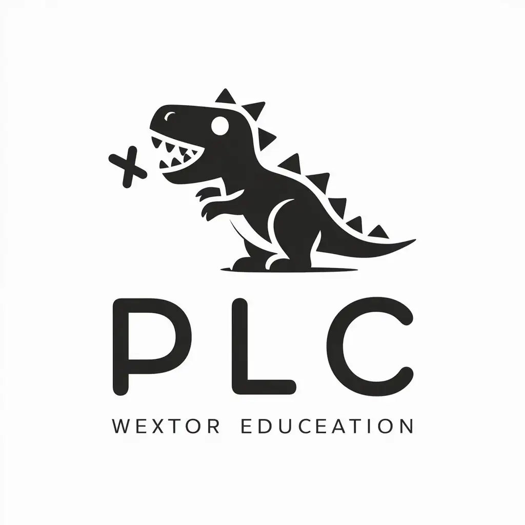 LOGO Design For PLC Black and White KidFriendly Dinosaur Play Theme