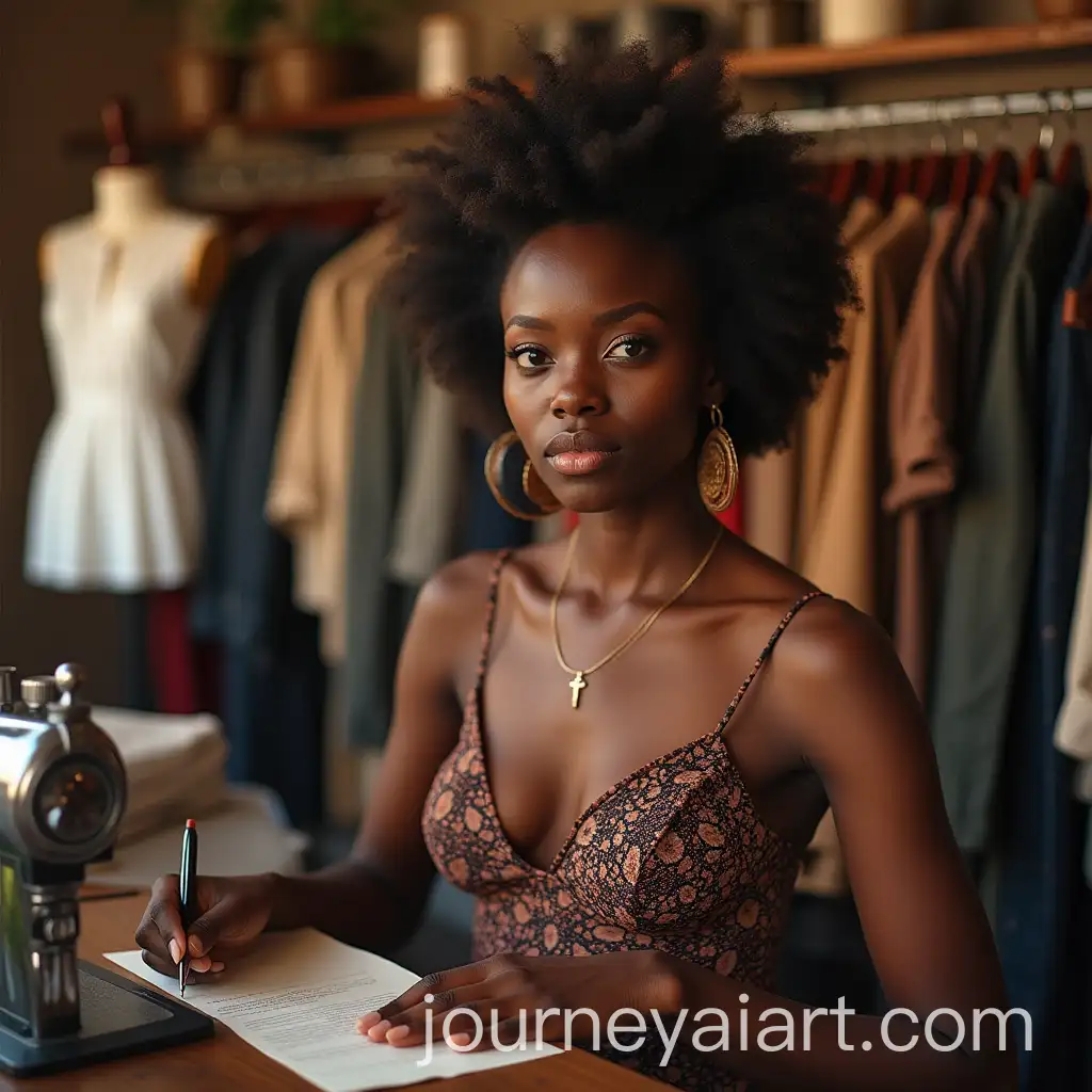 African-Stylist-Working-in-a-Modest-Ladies-Salon-with-Customers-in-Simple-Clothing