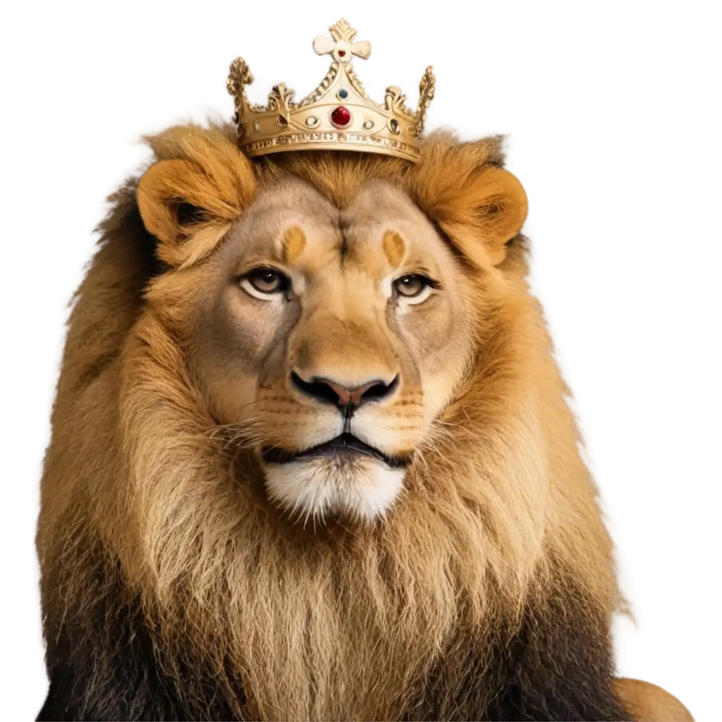 Stunning-Lion-with-Crown-PNG-Image-Majestic-Illustration-for-Online-Content