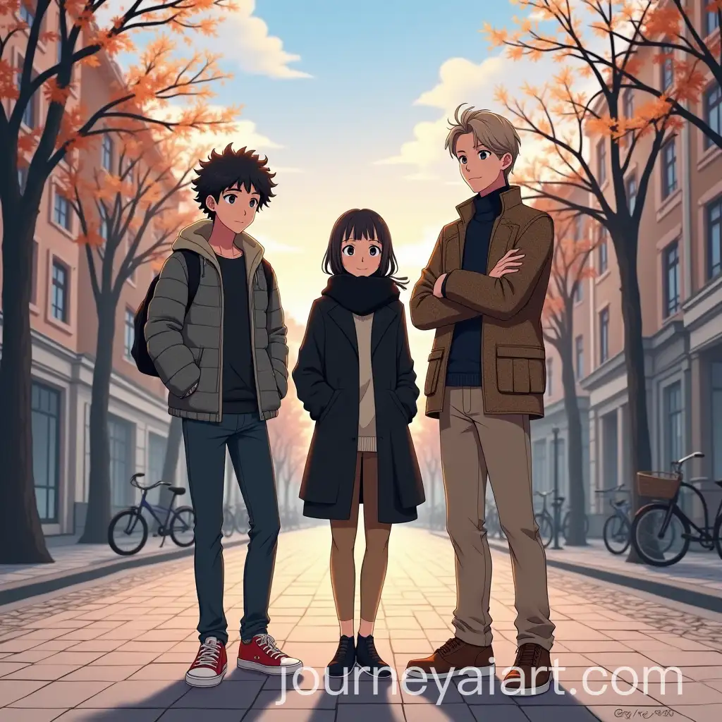 Anime-Trio-on-City-Street-Diverse-Outfits-and-Expressive-Emotion