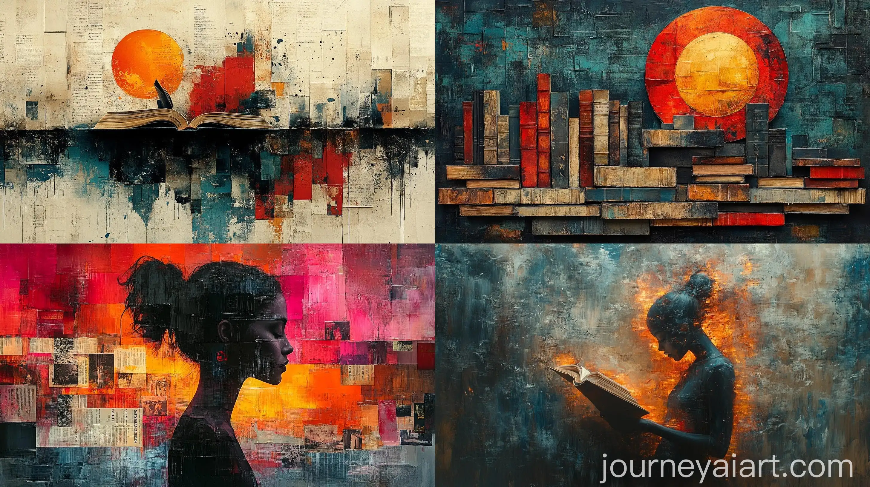 Abstract-Contemporary-Modern-Art-Collage-Joy-of-Reading-Books-and-Immersive-Literature-Experience