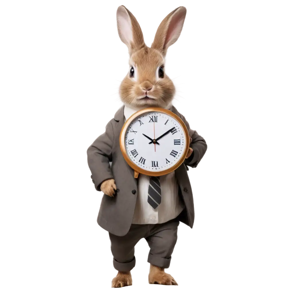 PNG-Image-of-a-Small-Rabbit-with-a-Large-Head-Wearing-an-Enormous-Watch-in-a-Hurry