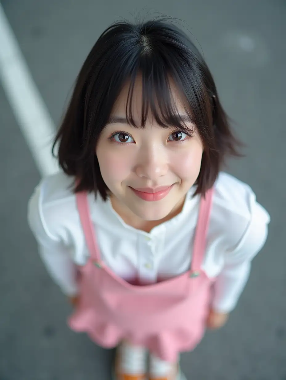 Beautiful-Shinjuku-Girl-with-Bob-Haircut-and-Pink-Miniskirt-Low-Angle-Shot