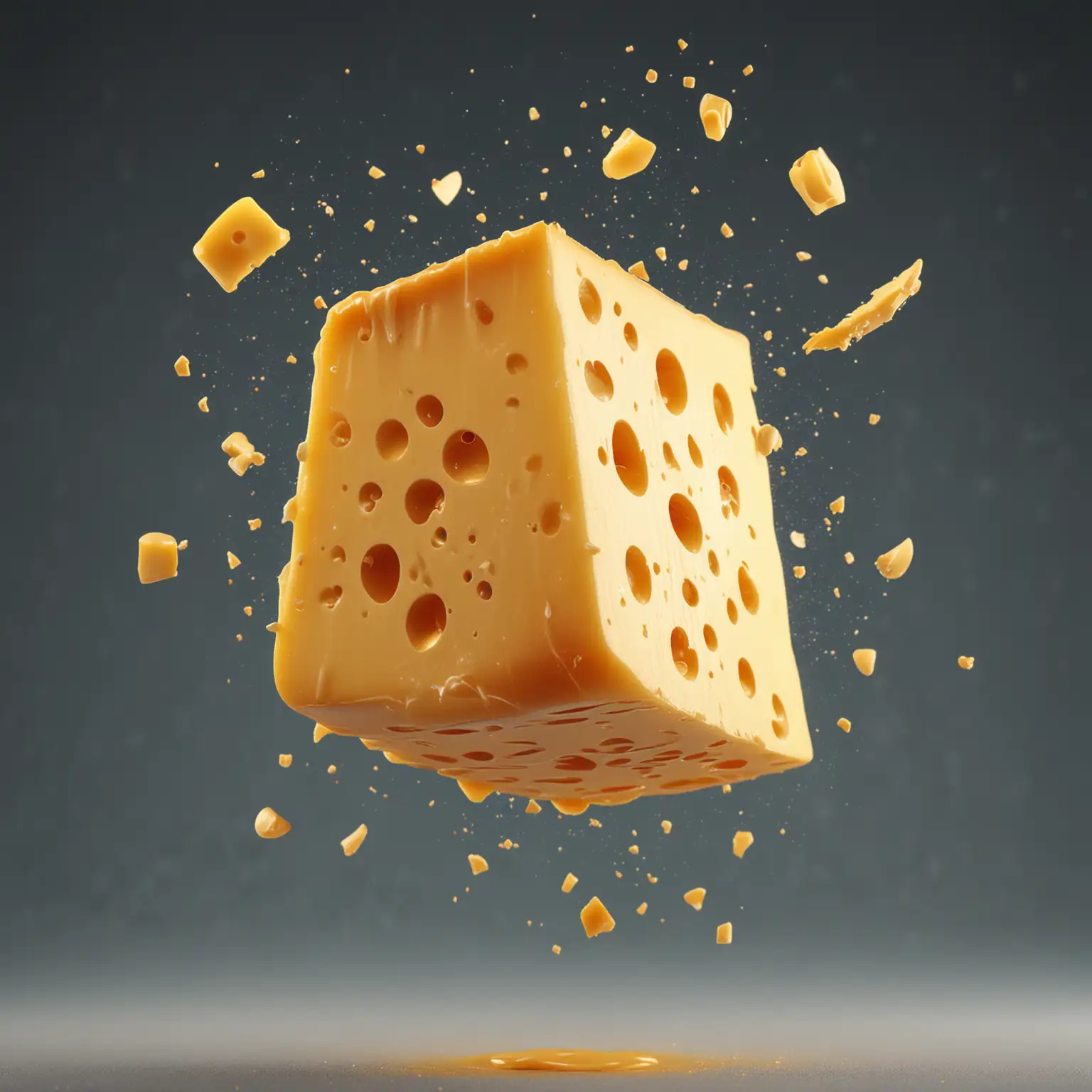 Flying-Cheese-in-Studio-Lighting-with-HyperRealistic-Details