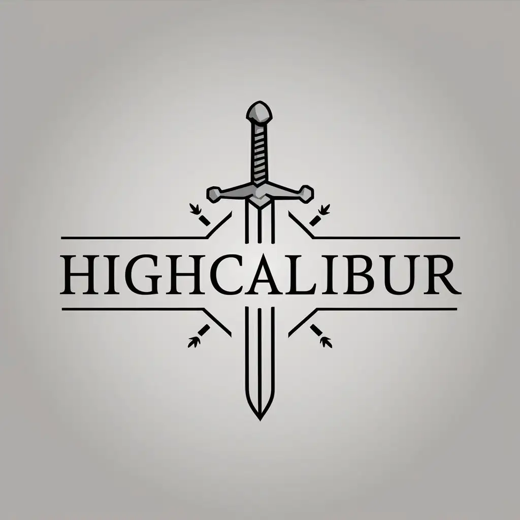 LOGO Design for HighCalibur Minimalistic Sword Excalibur Symbol on Clear Background