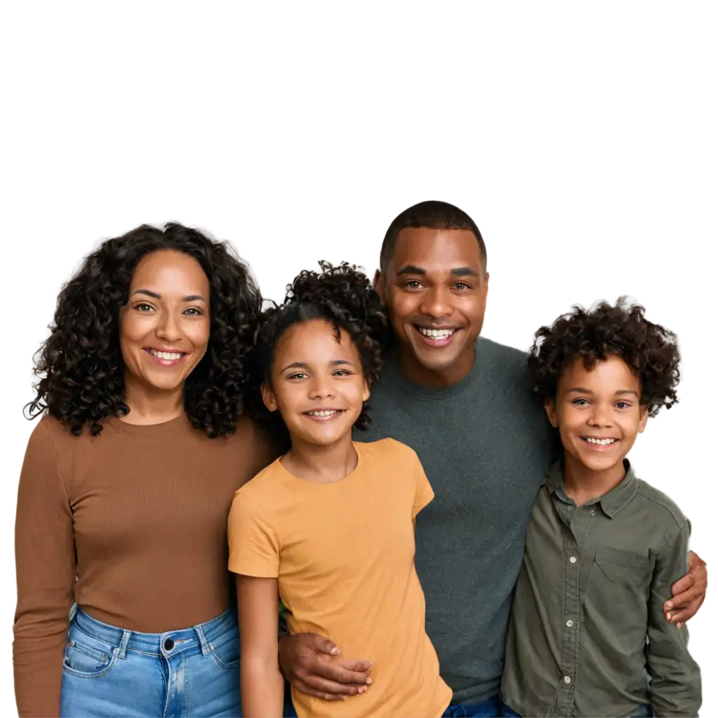 Beautiful-PNG-Image-of-a-Happy-Black-Couple-and-Two-Smiling-Children