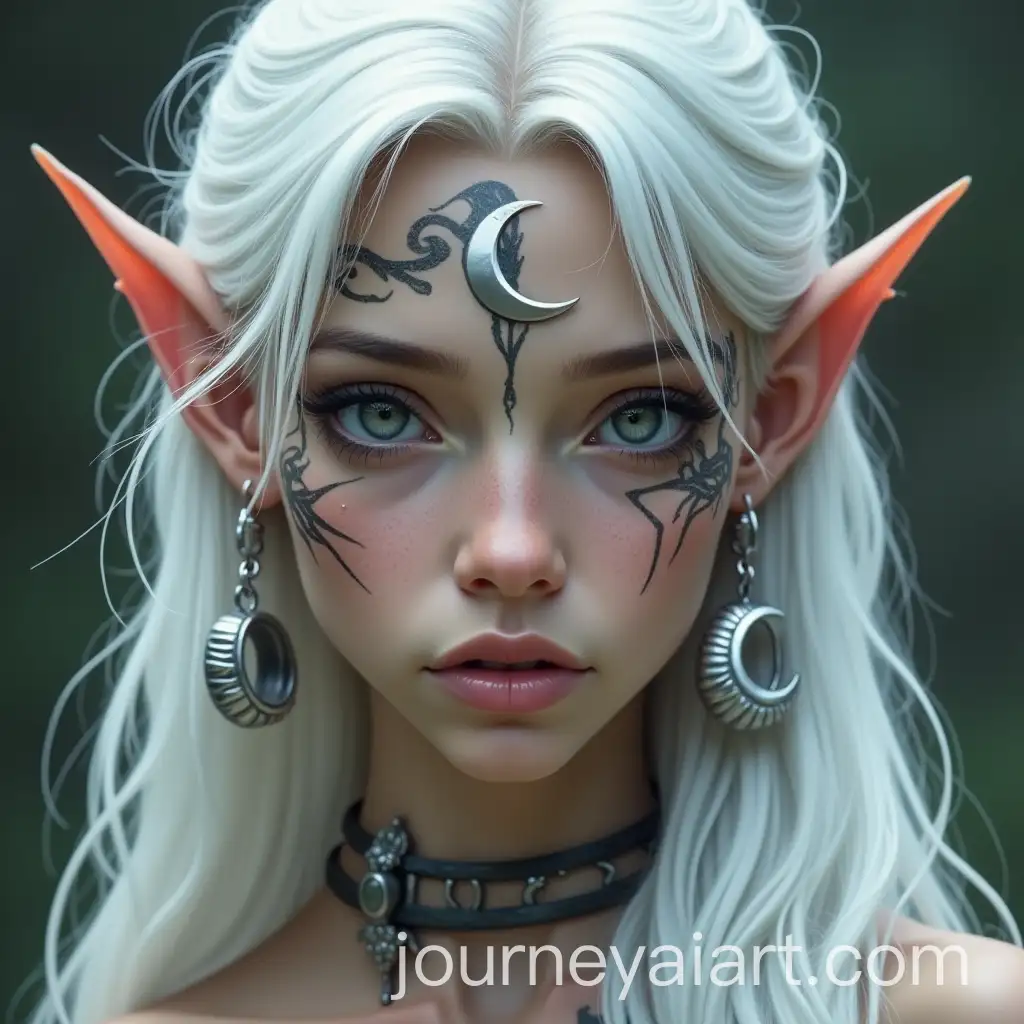 Elven-Portrait-with-Tribal-Tattoos-and-Moon-Earrings