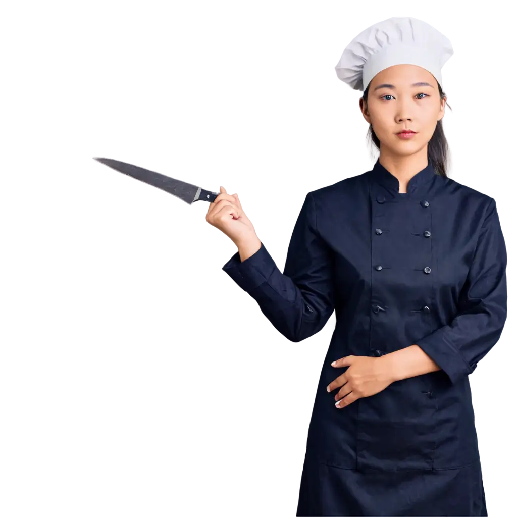 Chinese-Female-Chef-in-Chef-Dress-PNG-Image-Perfect-for-Culinary-Professional-Designs