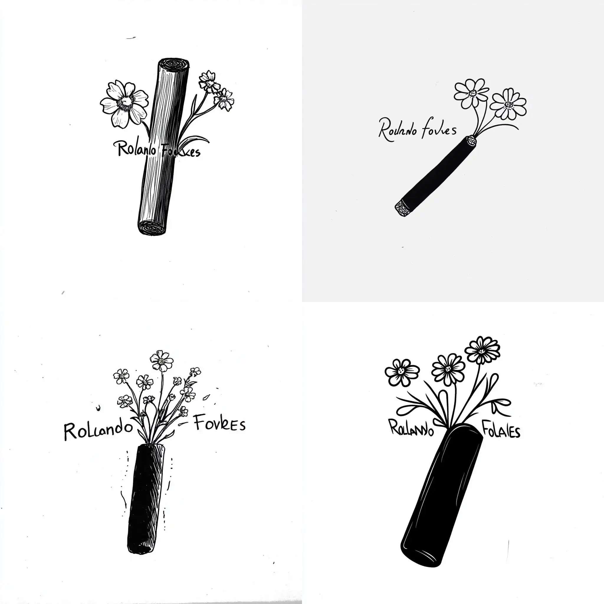 Rolando-Flores-Brand-Logo-with-Handcrafted-Cigarillo-and-Chamomile-Flowers