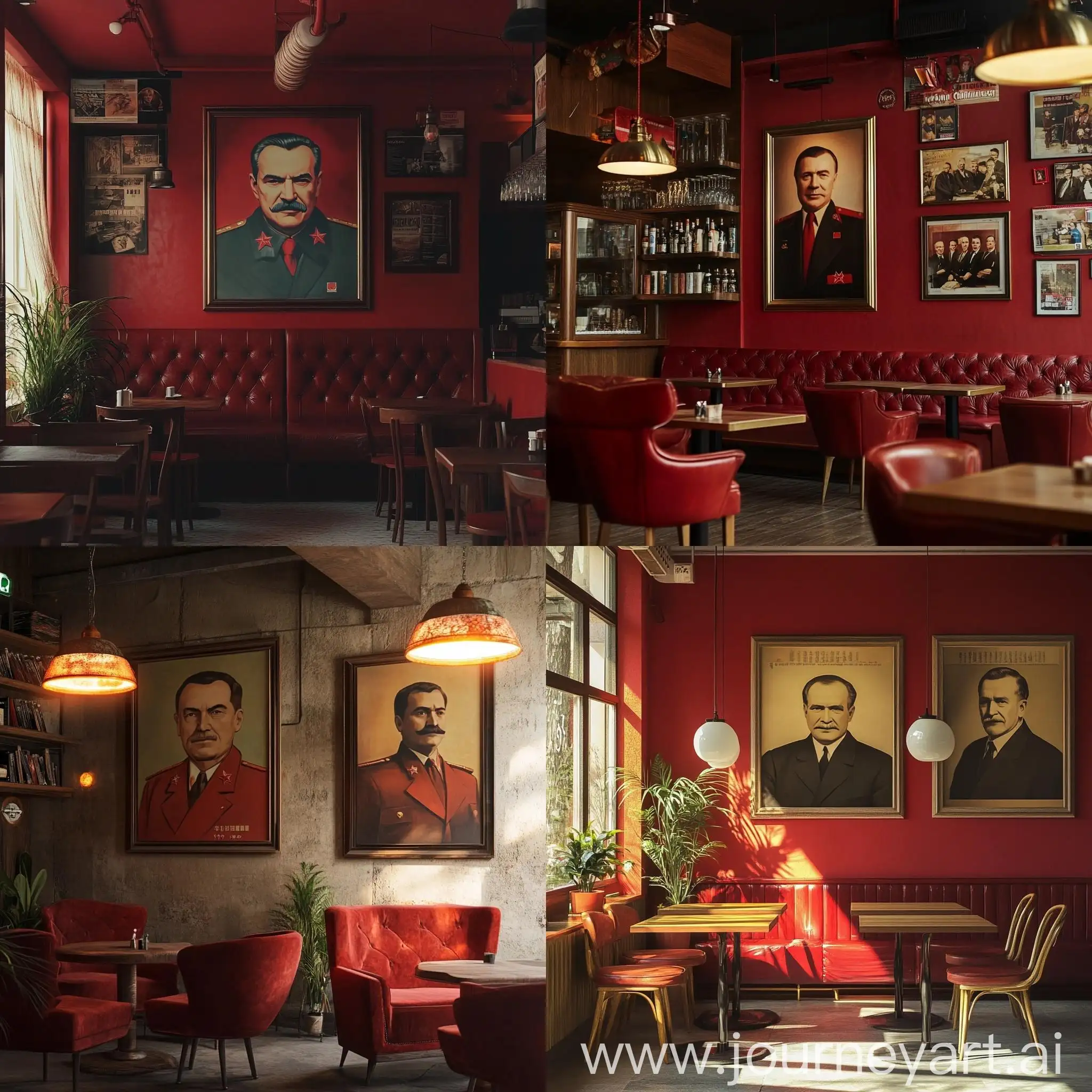 Cozy-Sovietstyle-Cafe-with-Portraits-of-Communists