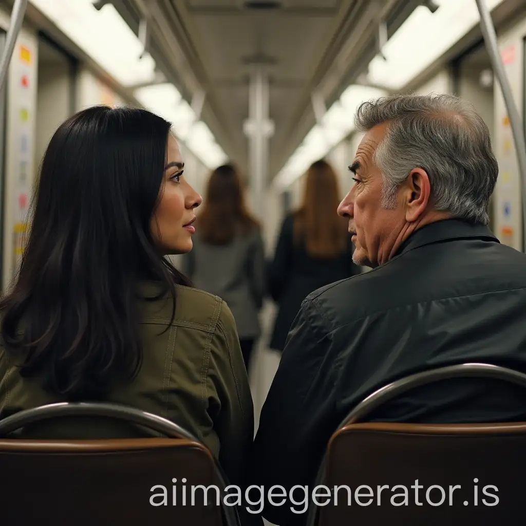 Latino-Woman-and-Man-in-Subway-with-Young-Women-in-Background