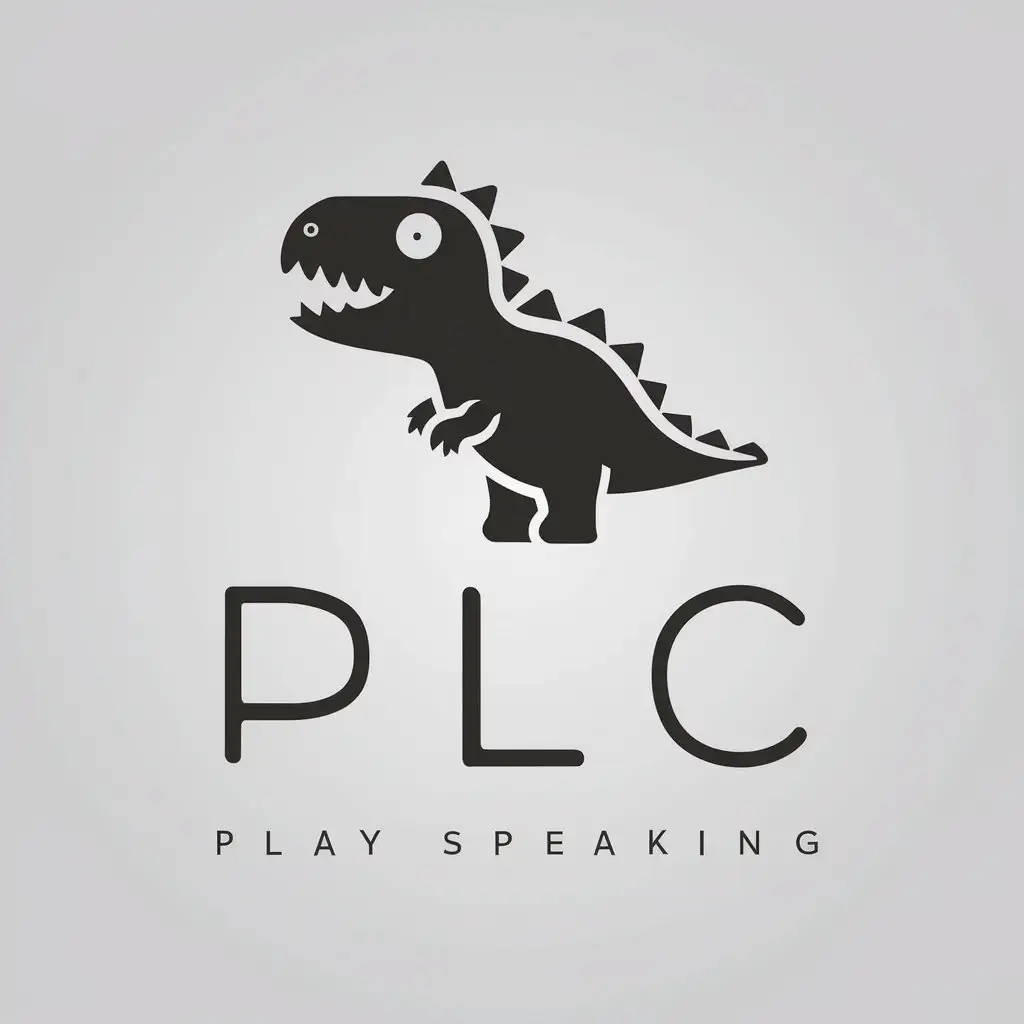 LOGO Design for PLC Minimalistic Black and White KidFriendly Dinosaur Play Theme