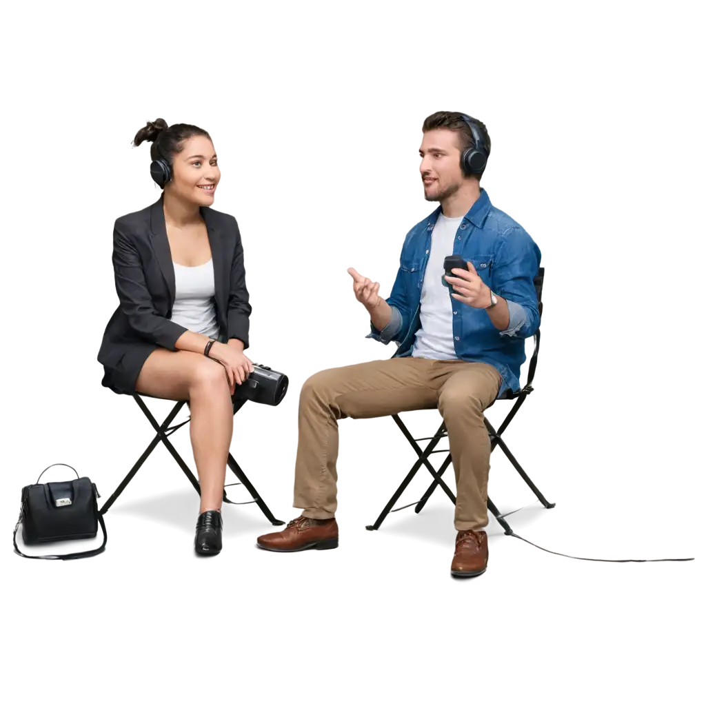 HighQuality-PNG-Image-of-Two-People-Talking-with-a-Speaker-and-Headphones