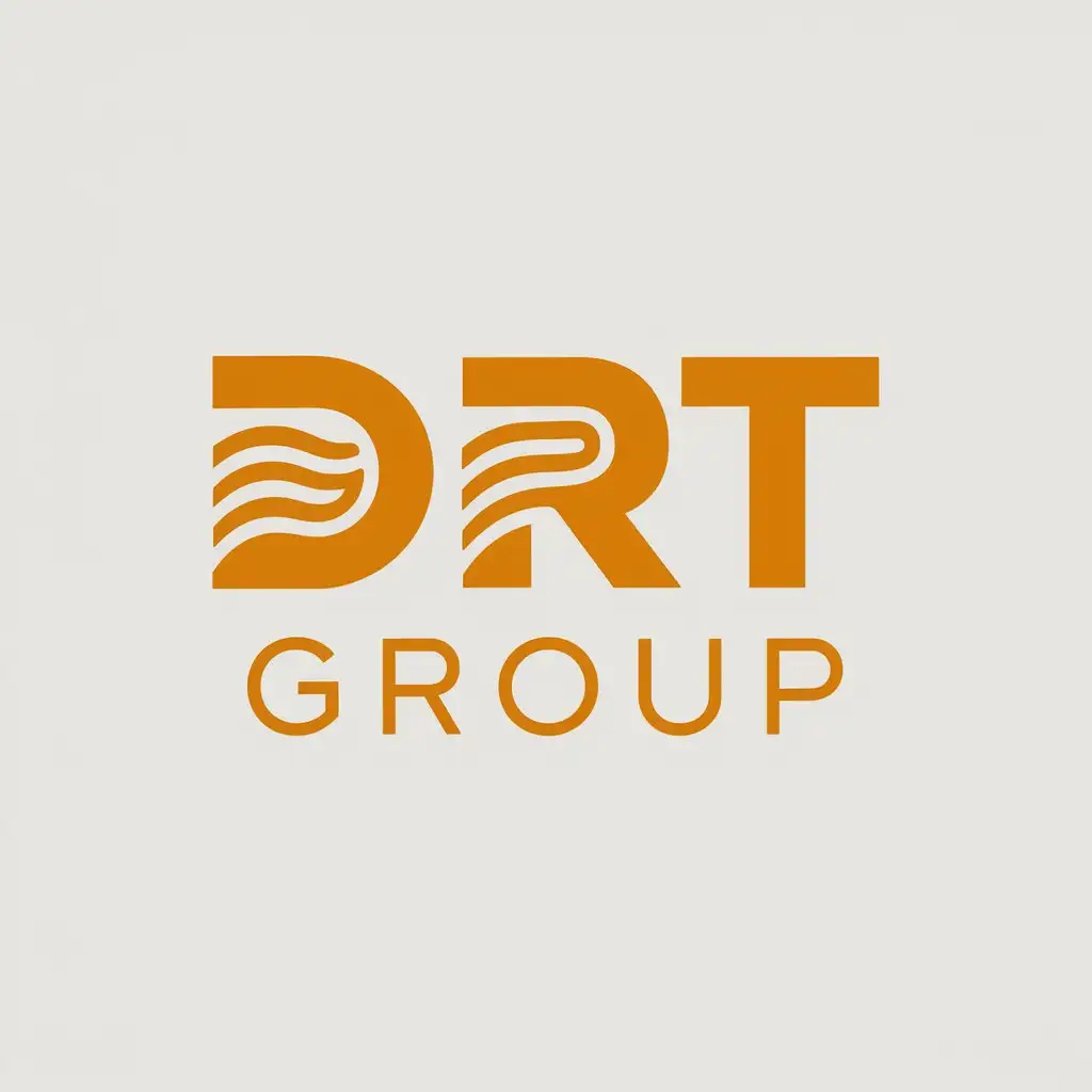 LOGO Design For DRT GROUP Minimalist Orange Text with Metallurgical Wave Element