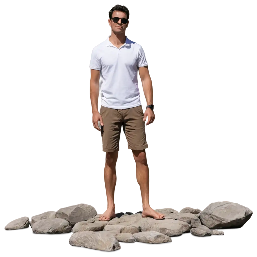 Man-Standing-on-Rock-with-Small-Rocks-PNG-HighQuality-Transparent-Image-for-Diverse-Uses