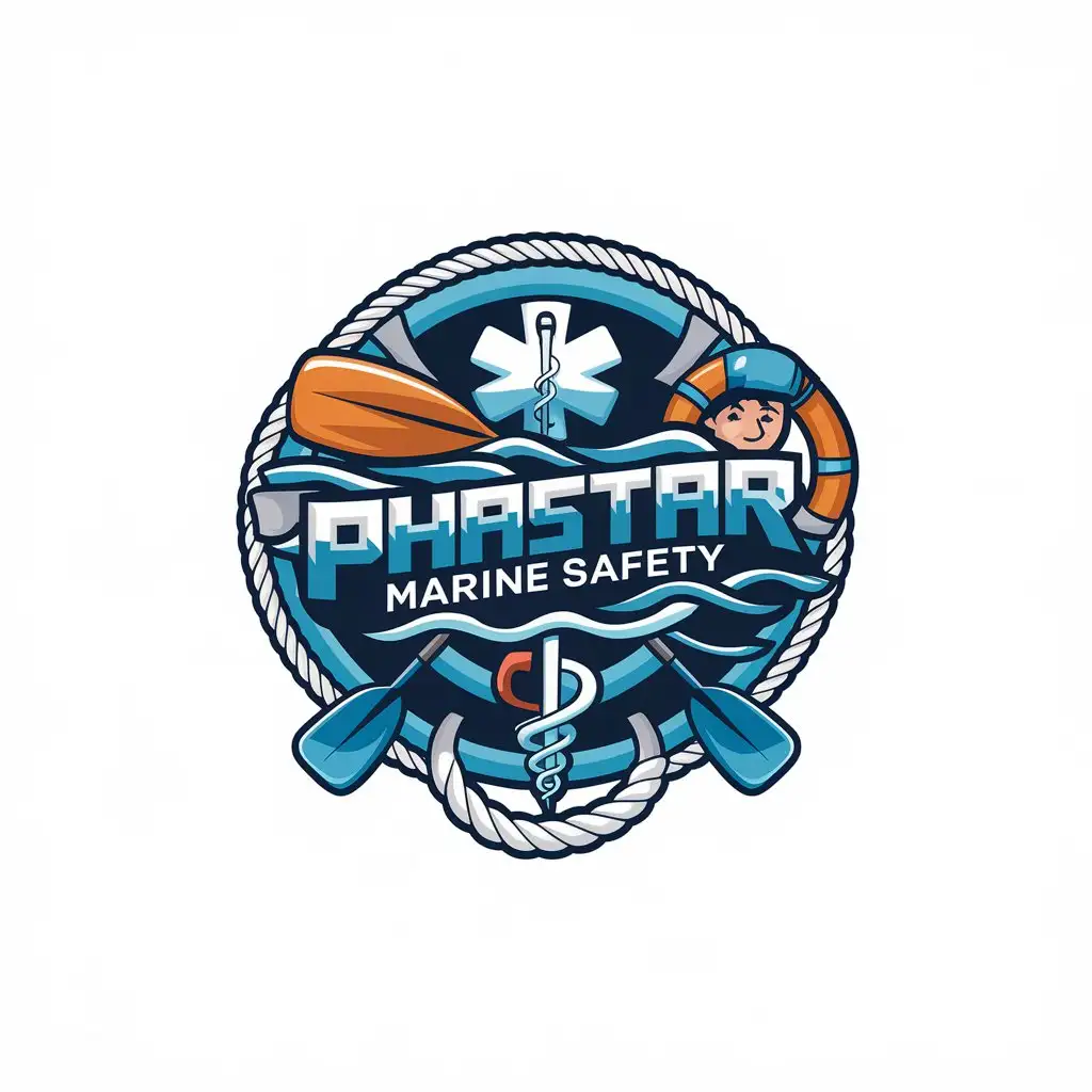 LOGO Design for Phastar Marine Safety Rope Paddles Water Life Preserver Medical Symbols with 3D Effect