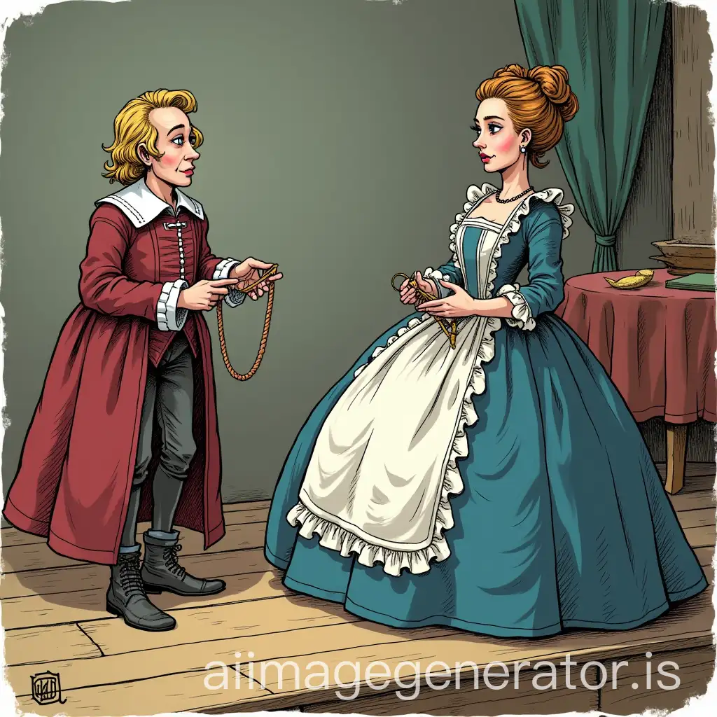 Cartoon-Depiction-of-Knitter-at-Marie-Antoinettes-Execution