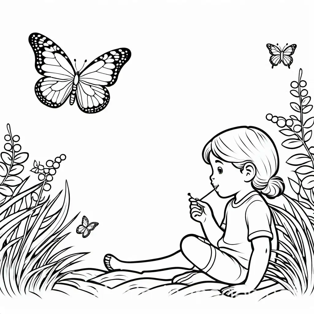 Child-Observing-a-Butterfly-Coloring-Page-for-Kids