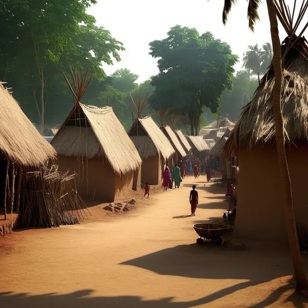 Traditional-Indian-Village-Scene-with-Villagers-and-Livestock