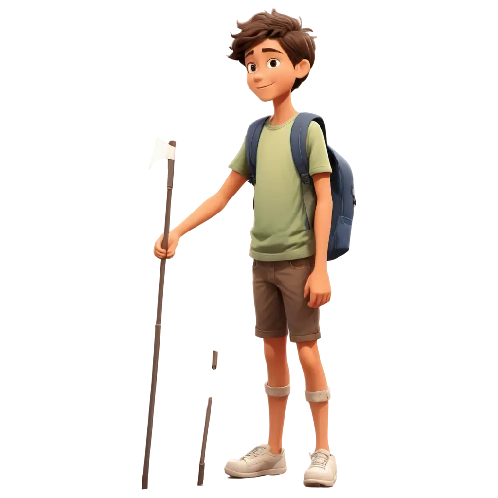 Cartoon-Style-PNG-Image-of-a-Boy-Standing-on-the-Road-Enhanced-Clarity-and-Quality