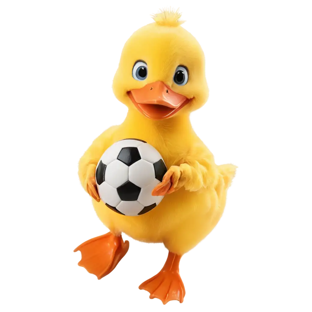 Playful-Yellow-Duck-with-Soccer-Ball-HighQuality-PNG-Image-for-Versatile-Use