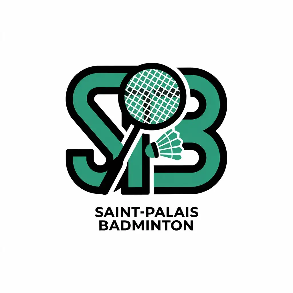 LOGO Design for SaintPalais Badminton Geometric Symbol Rounded Shapes Interlocking Letters SPB