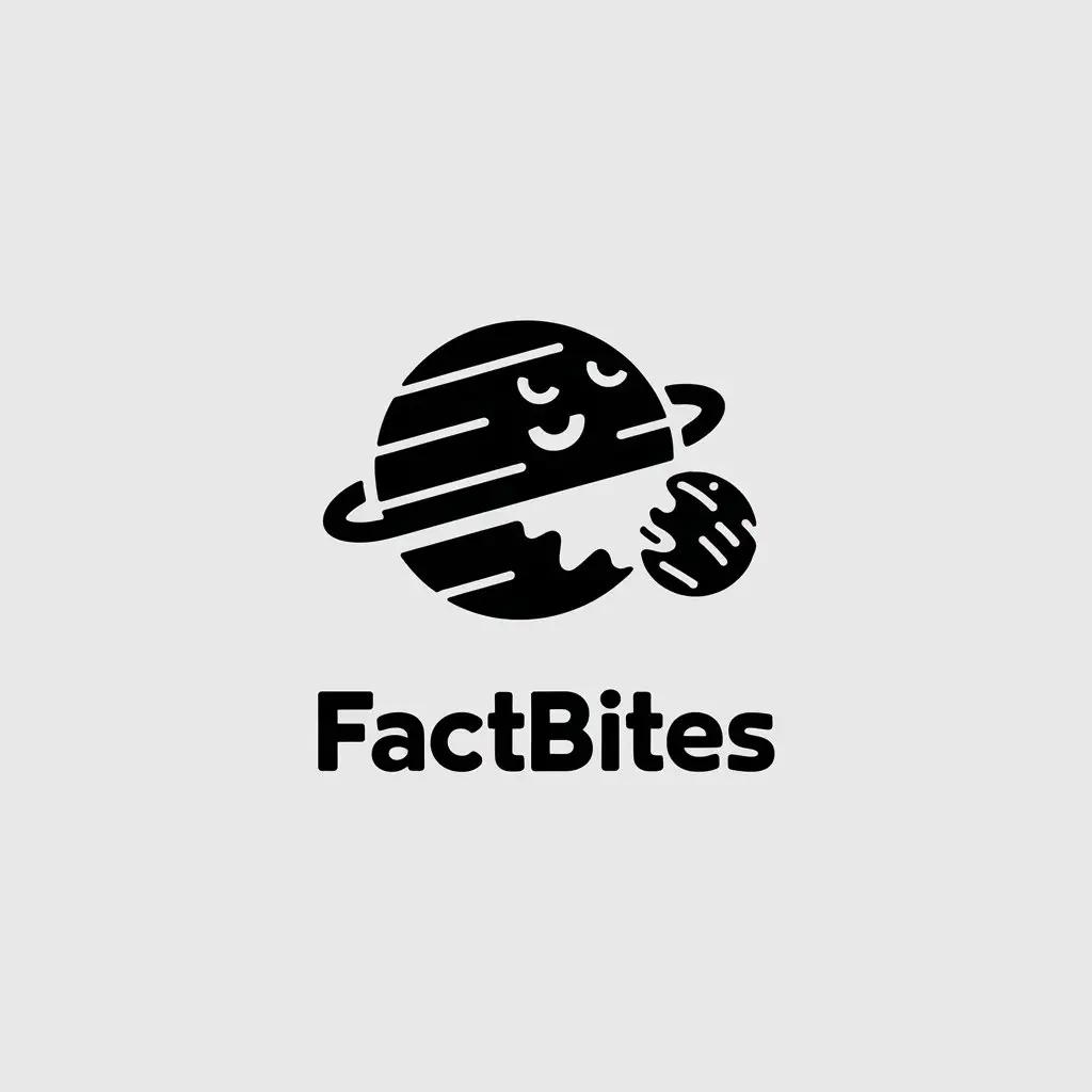 LOGO Design for FactBites Minimalistic Planet Eating Text with Clear Background