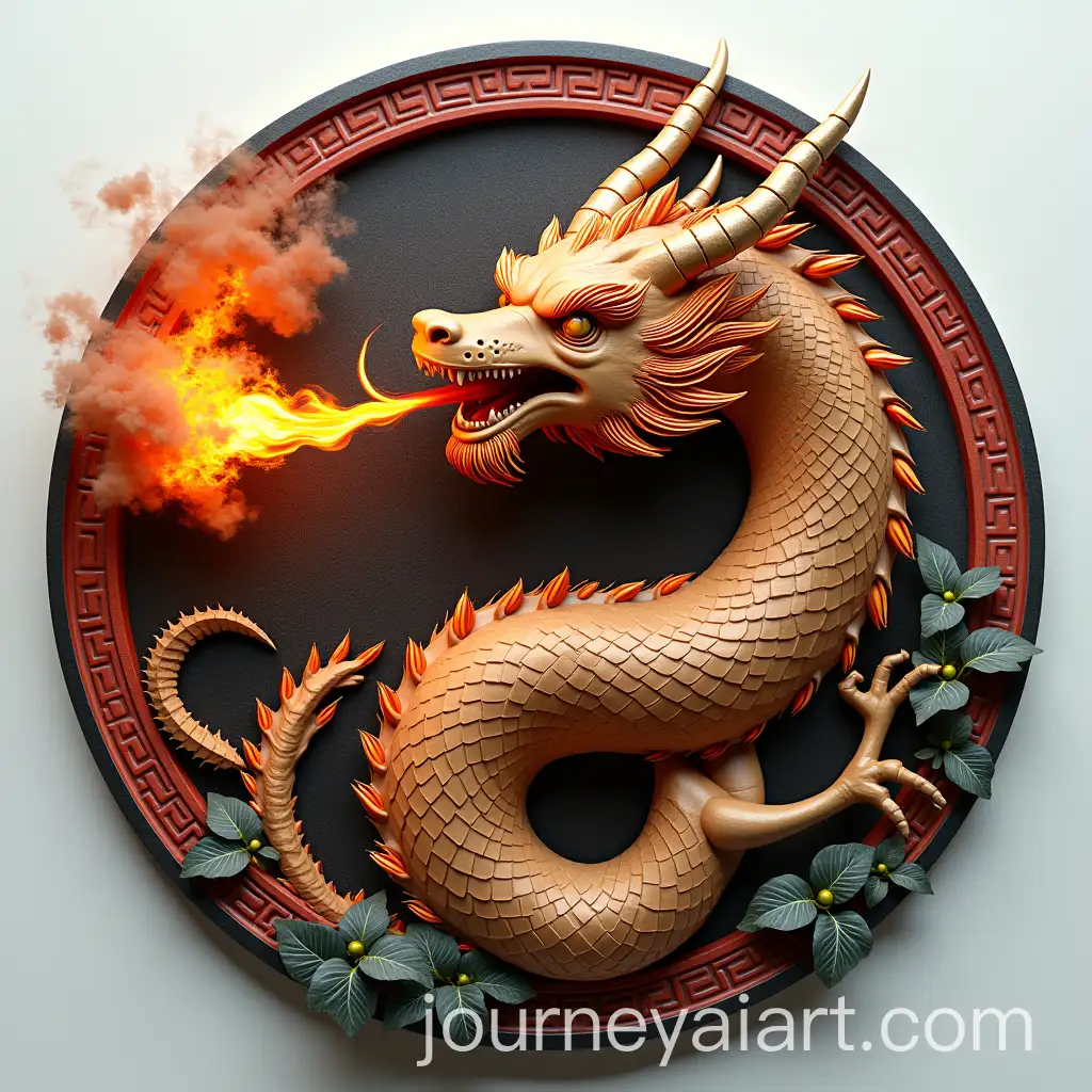3D-Relief-of-Dragon-Breathing-Fire-on-Round-Token