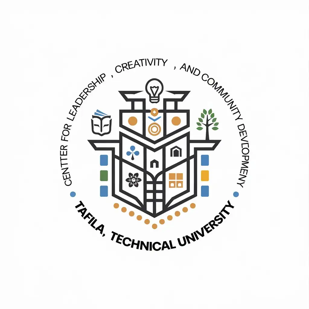 LOGO Design for Center for Leadership Creativity and Community Development Tafila Technical University Complex Crests for Education Industry