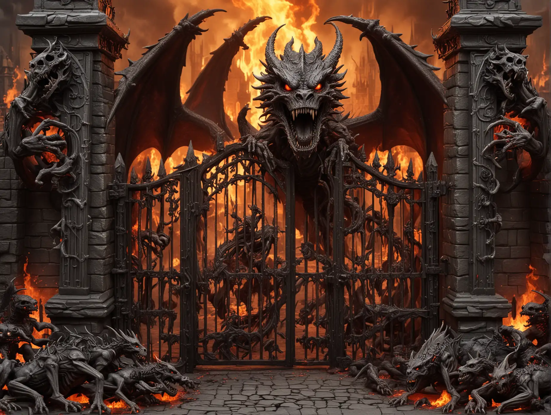 Epic-Dragon-Guarding-Hell-Gates-with-Hell-Dogs-and-Skeleton-Army