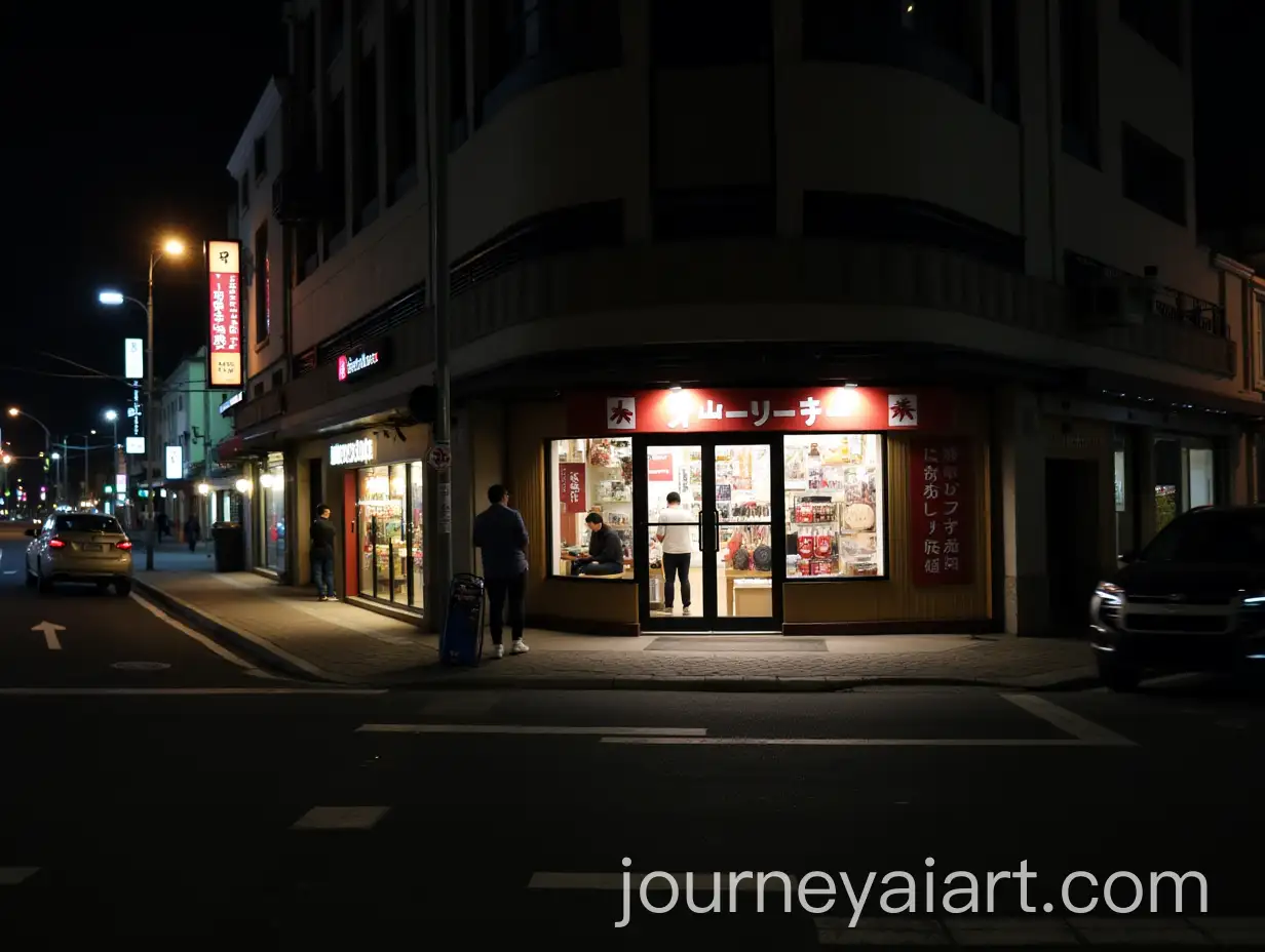 Nighttime-Japanese-Shop-Street-Scene-with-Illuminated-Signs-and-Traditional-Architecture