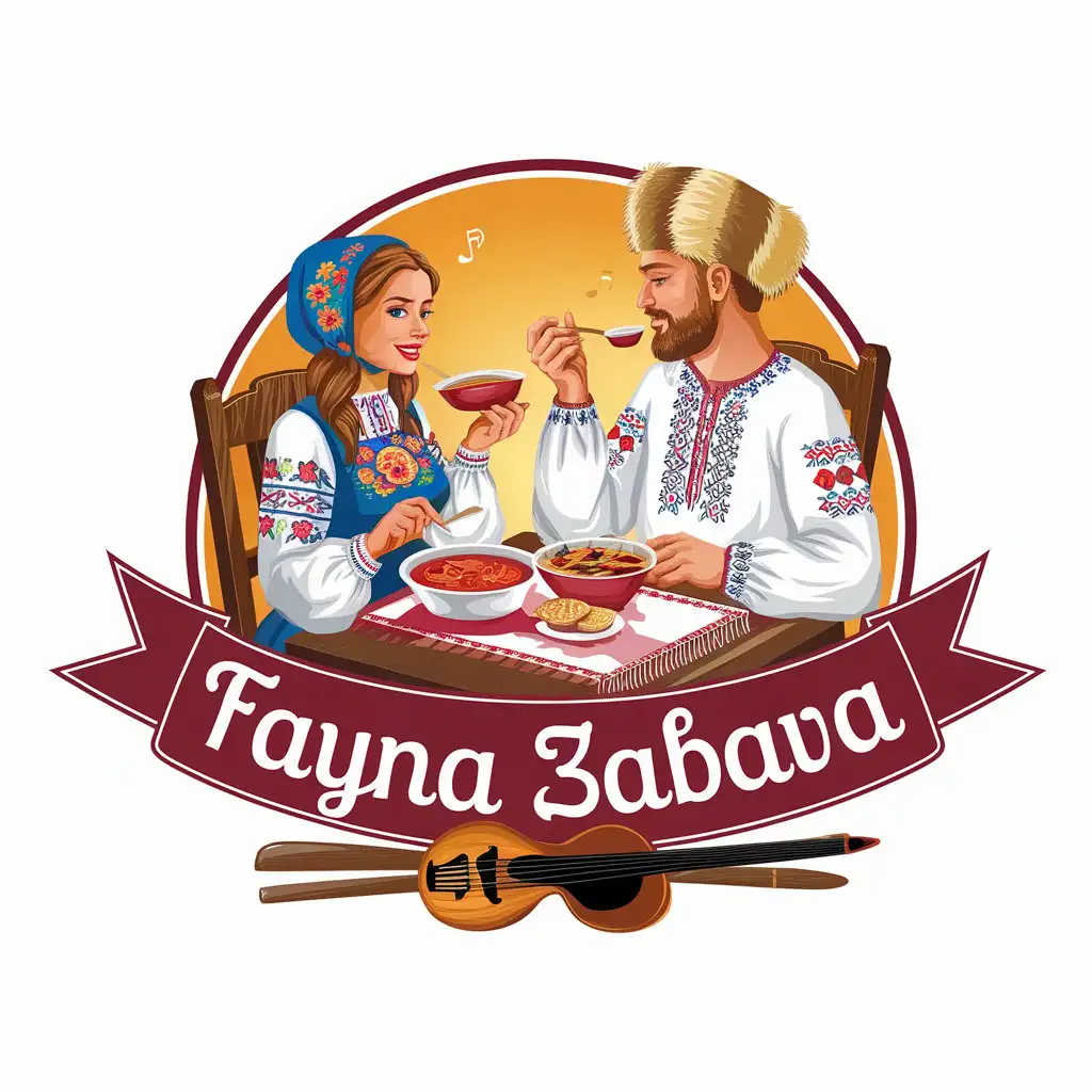 LOGO Design for FAYNA Zabava Ukrainian Cuisine and Culture with Traditional Attire and Dishes