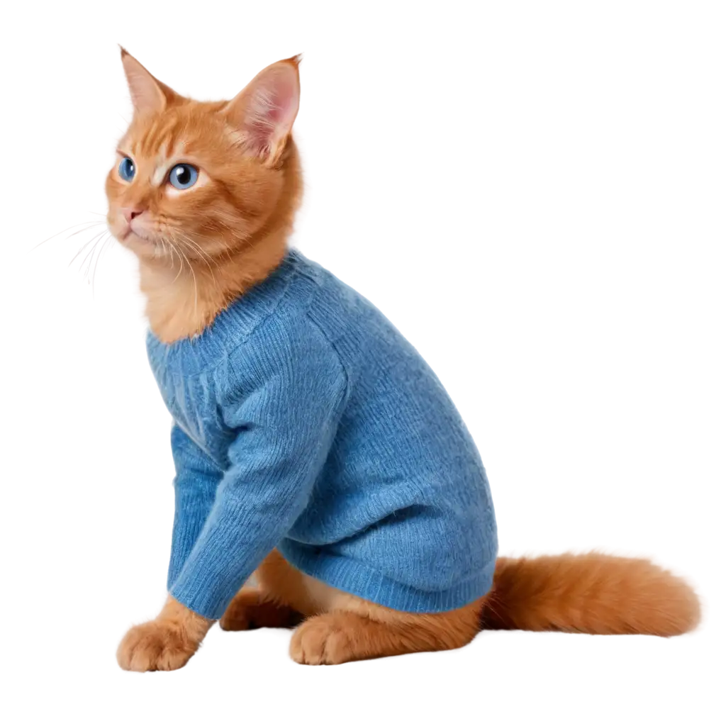RedHaired-Cat-in-BluePNG-Image-SEO-Analysis-Sweater-PNG-Perfect-for-Creative-Designs-and-Web-Use