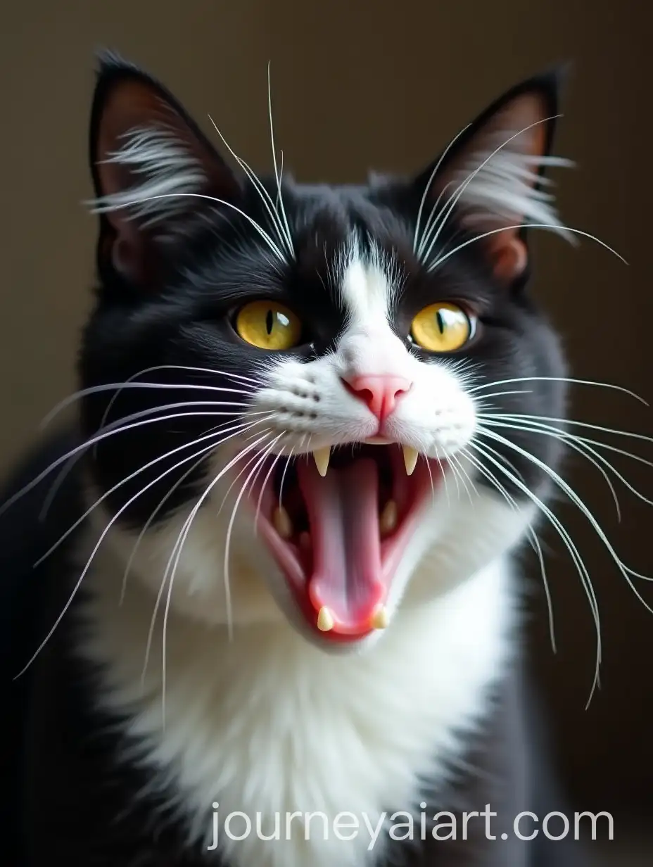Enormous-Long-Curly-Teeth-Black-and-White-Cat