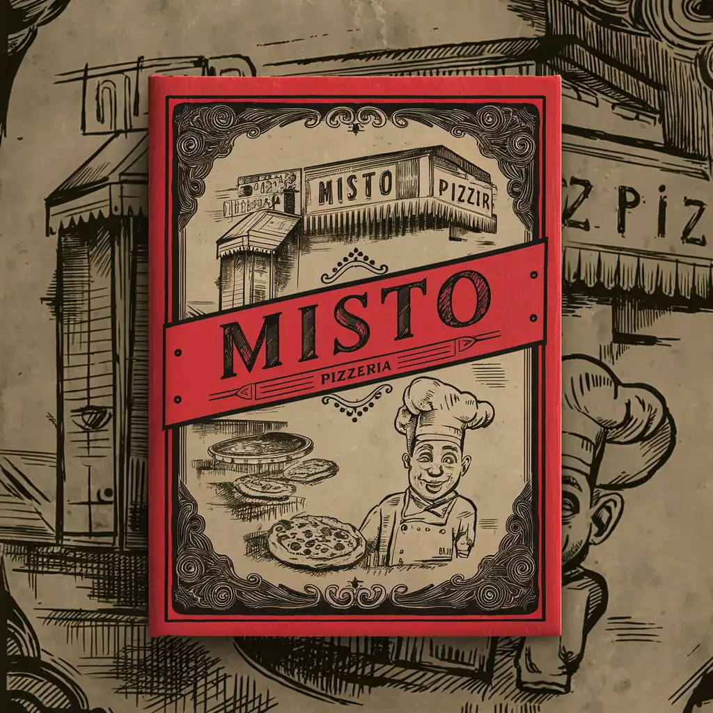 Vintage Sketched Menu Cover for Misto Pizzeria