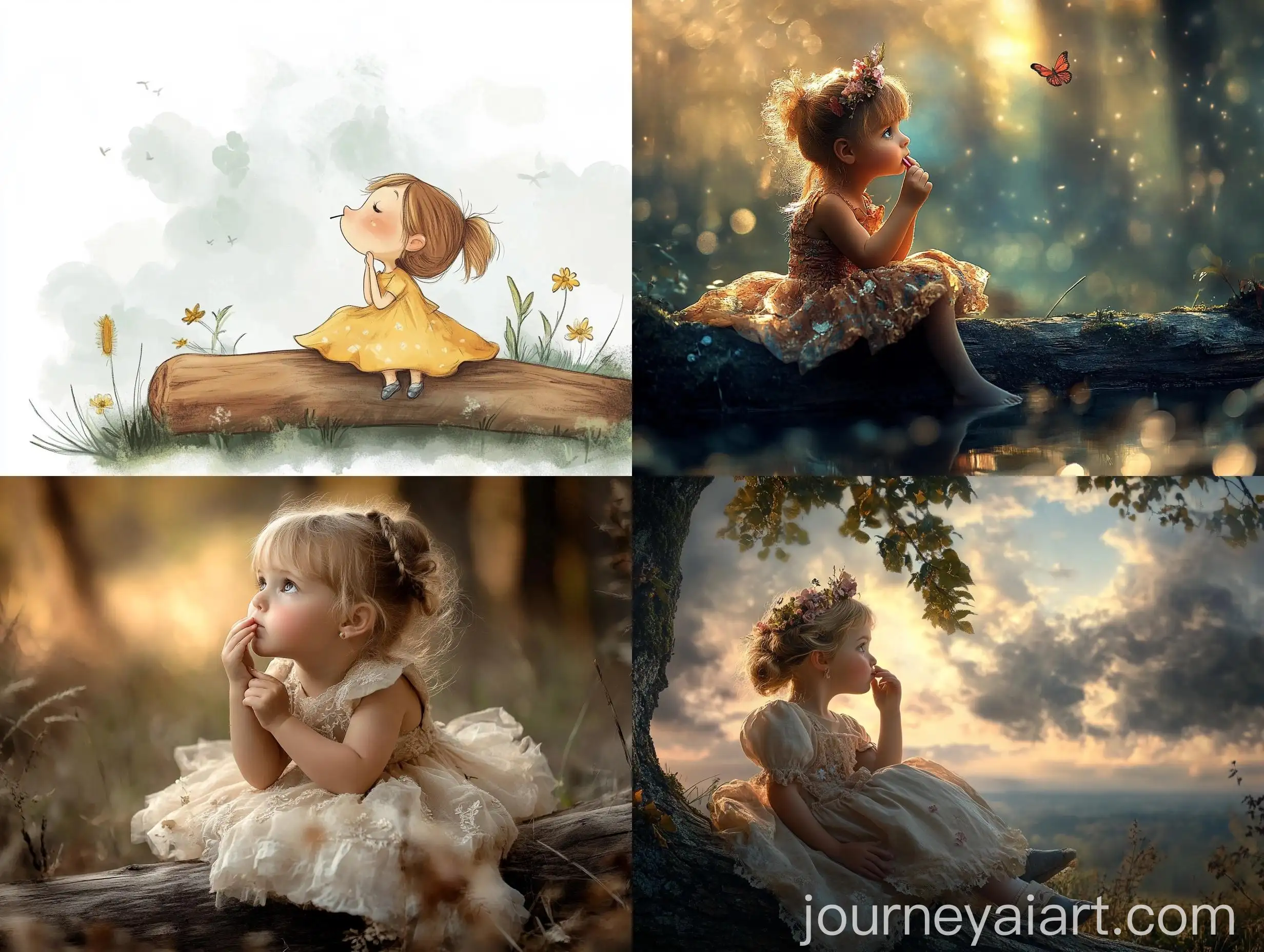 Chubby-Princess-Picking-Nose-on-Log-in-Sky-View