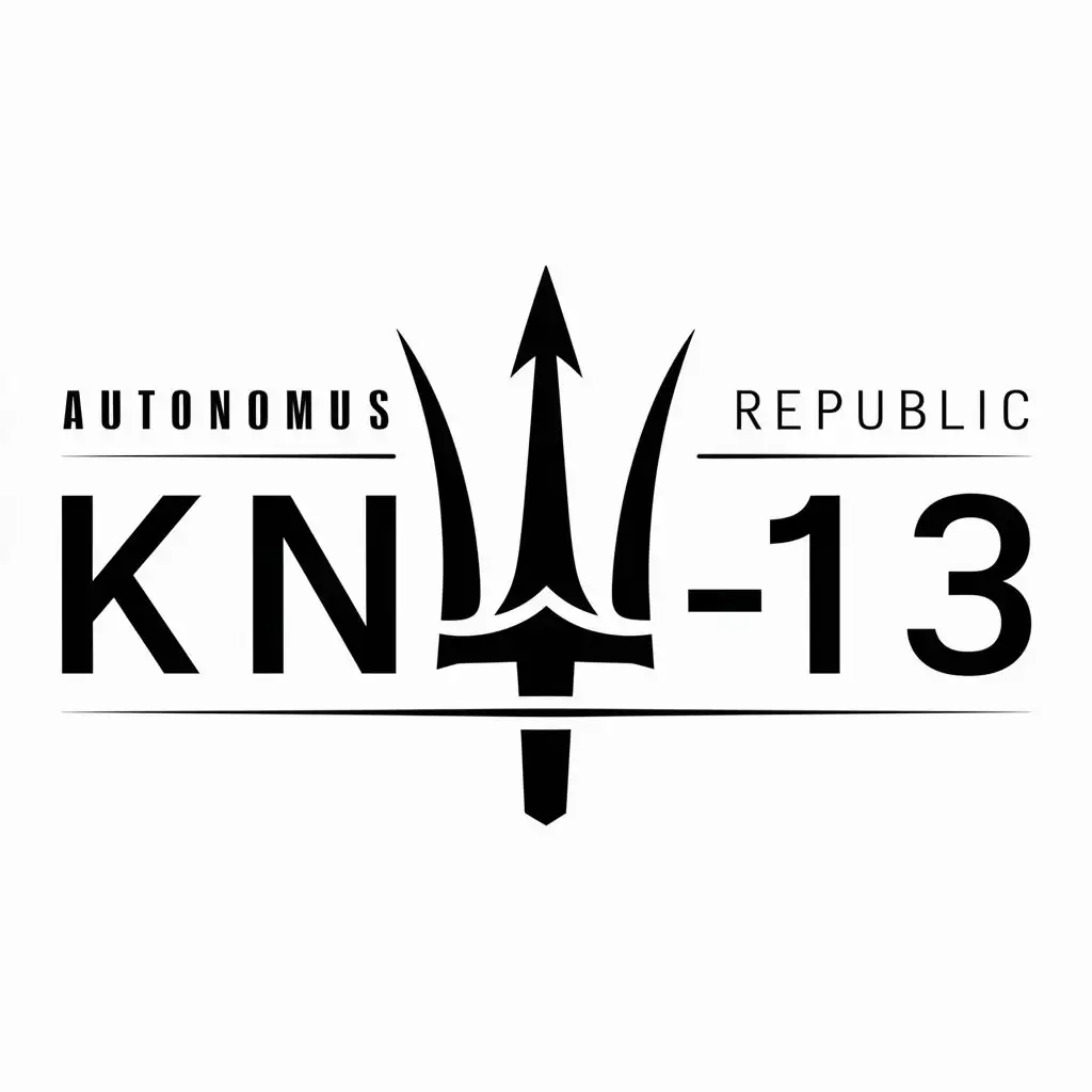 a logo design,with the text "Autonomous republic KN-13", main symbol:trident,Moderate,be used in Others industry,clear background