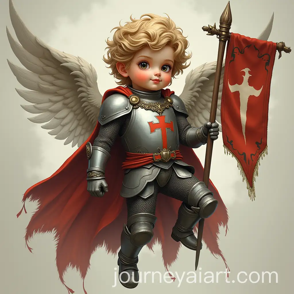 Gothic-Knight-Cupid-Holding-a-Skull-and-Banner