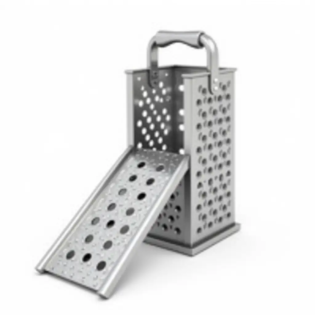 Surreal-Metallic-Cheese-Grater-Transformed-into-a-Childrens-Slide