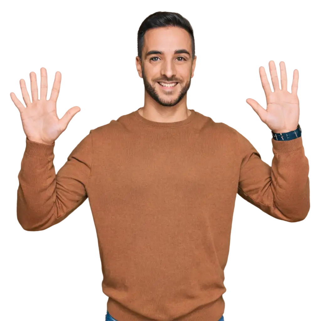 Happy-Man-Making-Number-10-with-Fingers-PNG-Image-Creation