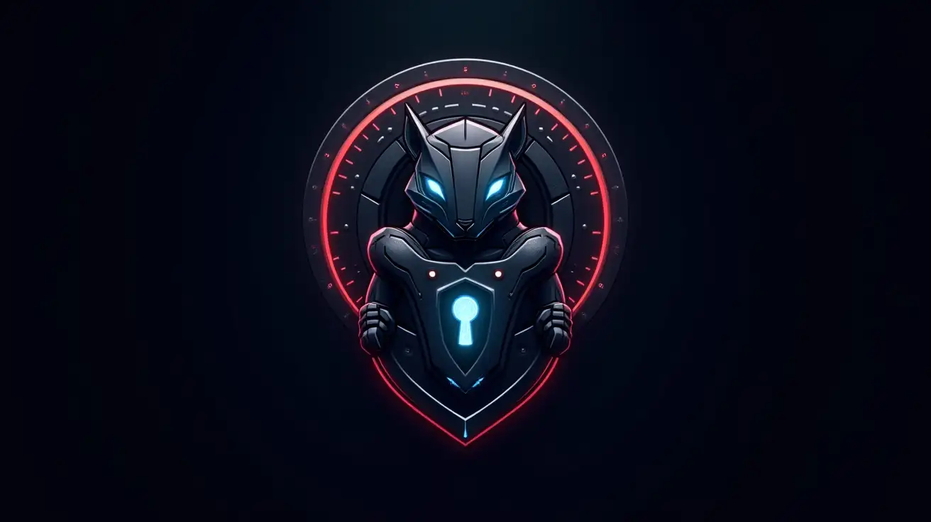 A sleek, abstract logo representing the Sentinel Protocol, symbolizing powerful cybersecurity, blockchain protection, and digital defense. The design features a cybernetic squirrel emblem, standing strong and battle-ready, with a fierce yet controlled expression. Its piercing, glowing blue or red eyes convey intelligence and unwavering vigilance. The squirrel is integrated into a bold, geometric shield, signifying impenetrable security. The shield is reinforced with high-tech plating and intricate blockchain circuitry patterns, emphasizing digital protection. Its clawed paws grip the edges of the shield, poised for defense, while its metallic, segmented tail wraps around the lower part, reinforcing its protective stance. Encircling the entire emblem is a dynamic, glowing circular frame, composed of interwoven blockchain nodes, encrypted circuitry, and cybernetic energy lines. This protective ring symbolizes decentralized security and unbreakable digital fortification, further enhancing the logo’s sense of strength and defense. At the center of the shield, a glowing keyhole or cryptographic security icon pulsates with energy, reinforcing trust, encryption, and next-gen security measures. The dark, minimalistic background contrasts against the glowing neon-lit elements, which radiate in deep gunmetal, metallic silver, and neon blue or red accents. The design is bold, symmetrical, and highly versatile, ensuring a powerful, recognizable brand identity that exudes absolute security with a formidable presence. Designed in a modern, emblematic style with a sharp, aggressive, yet noble energy, symbolizing unyielding digital protection with the strength to counter any threat.