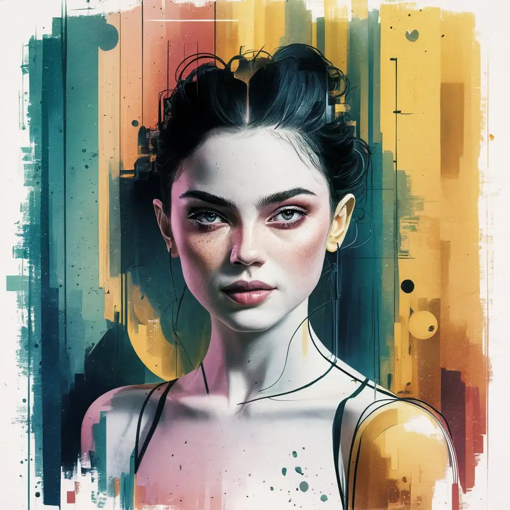 Modern Art Portrait of a Girl in Watercolor Style