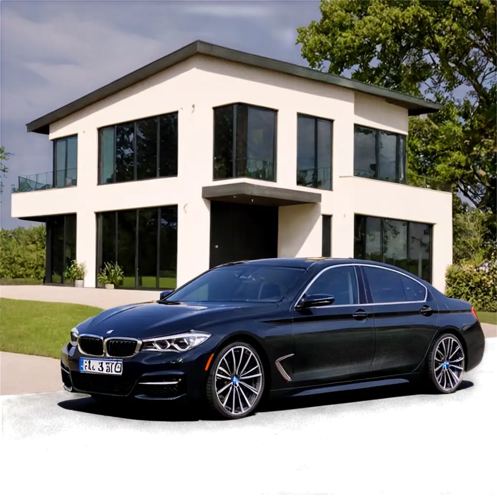 Luxurious-Bug-Mansion-with-BMW-Car-PNG-Image-for-Premium-Real-Estate-Automotive-Designs