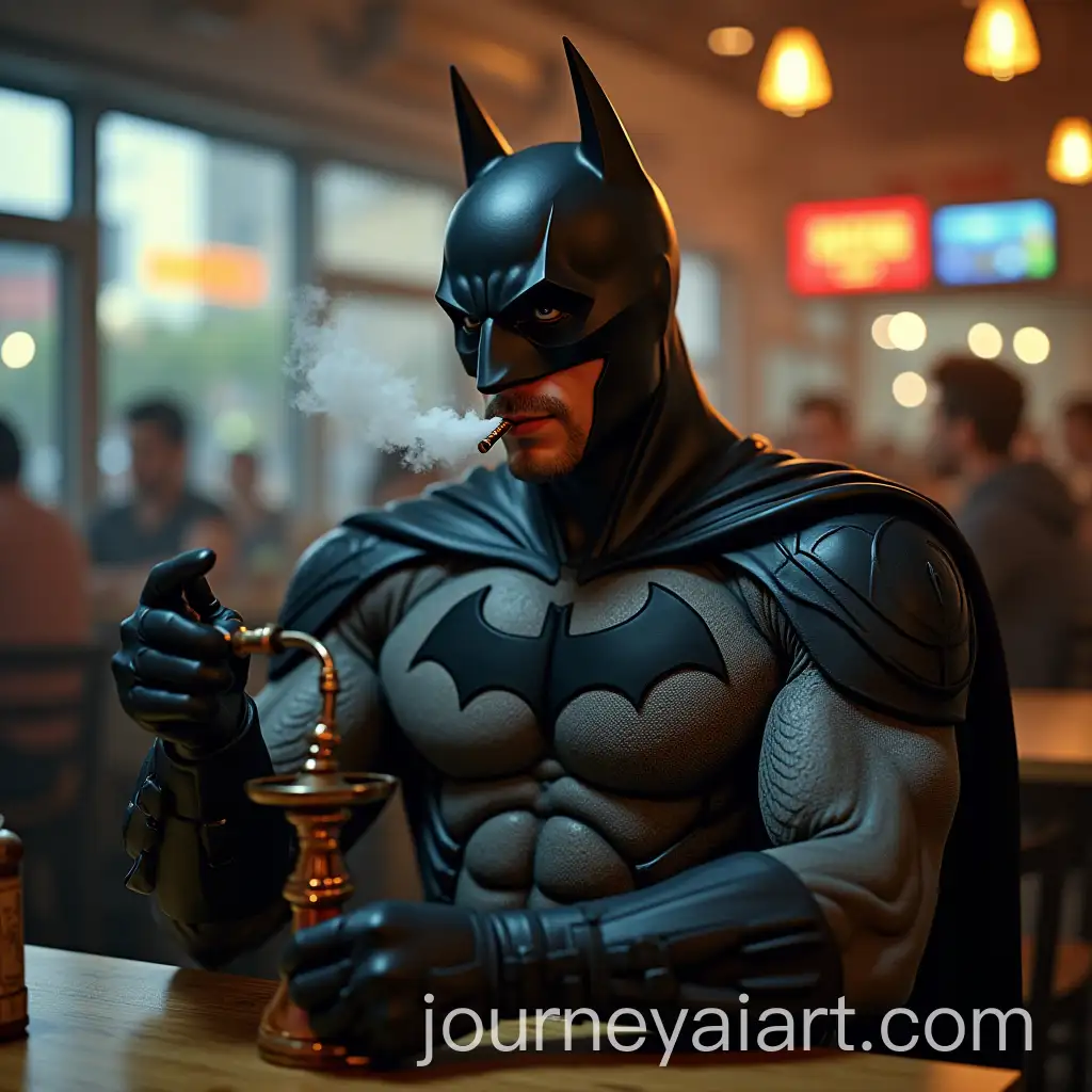 Batman-Smoking-Hookah-at-a-Busy-Cafeteria