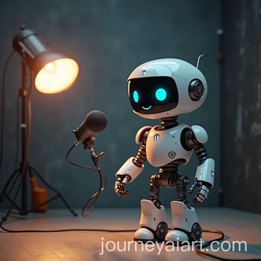 Robot-Photographer-in-Studio-Interview-with-Microphone